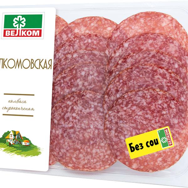 Колбаса сырокопченая Велком Велкомовская полусухая нарезка 90г