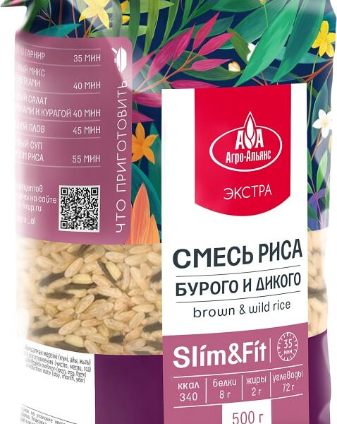 Смесь риса Агро-Альянс Бурого и дикого 500г