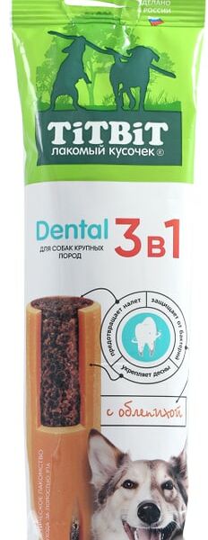 Лакомство для собак TiTBiT Dental 3в1 с облепихой для крупных пород 95г