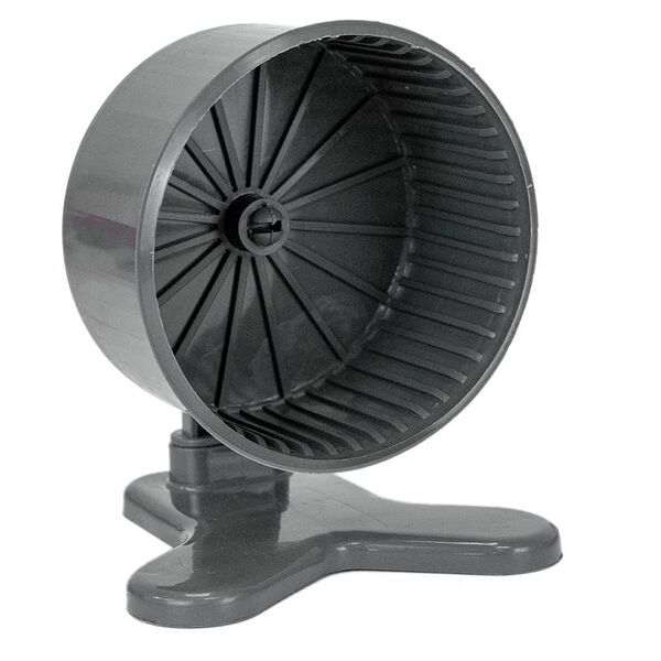 HOMEPET Колесо для грызунов с подставкой полузакрытое пластиковое серое d9см