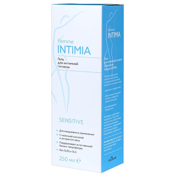 Гель для интимной гигиены Femme intimia sensitive 250 мл с молочной кислотой и экстрактом овса
