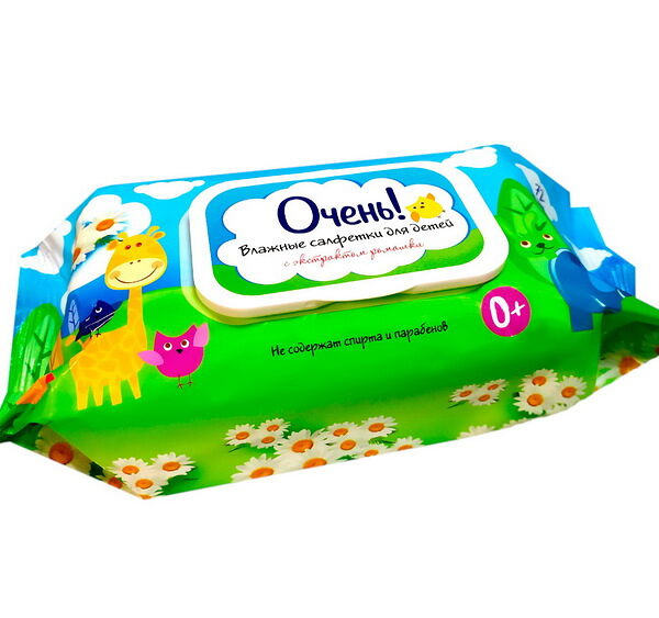Влажные салфетки  для детей с экстрактом ромашки 