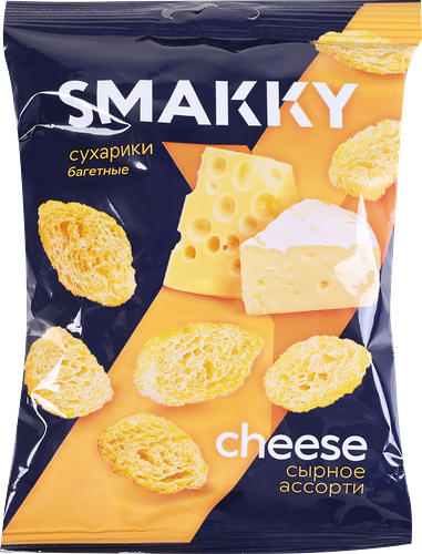 Сухарики пшеничные SMAKKY Сырное ассорти, багетные, 50г