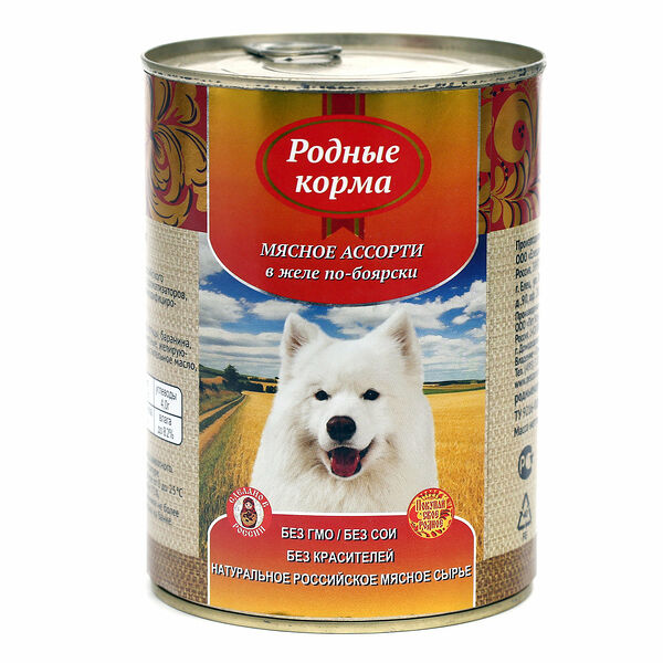 Корм для собак Родные корма Мясное ассорти в желе по-боярски 970 г