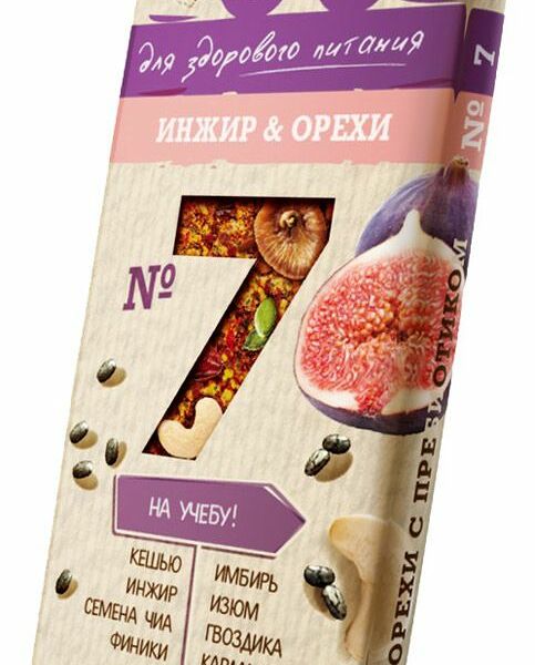 Батончик для здорового питания Bionova №7 Инжир и Орехи