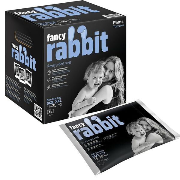 Подгузники Fancy Rabbit на липучке XXL 15-28кг 26шт