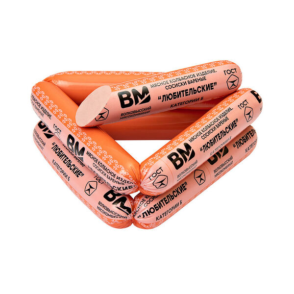 Изд колб мясн вар Сосиски Любительские кат Б вес Волковысский МК