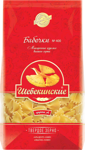 Макароны Шебекинские Бабочки группа А, высший сорт 350г