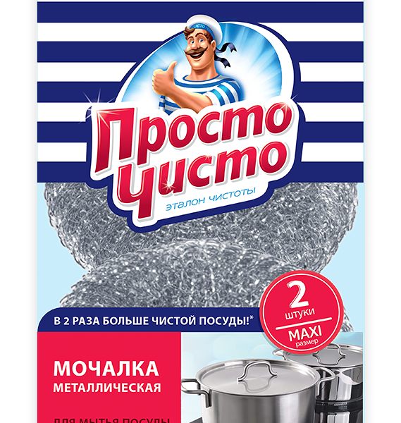 Мочалка Просто чисто Maxi для посуды металлическая, 2 шт