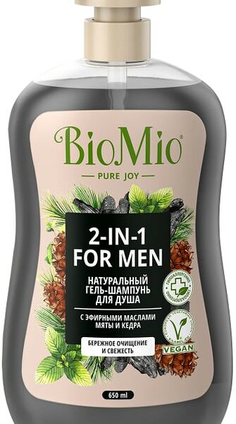 Гель-шампунь для душа BioMio Bio Shower Body&Hair Gel Мята и кедр 650мл