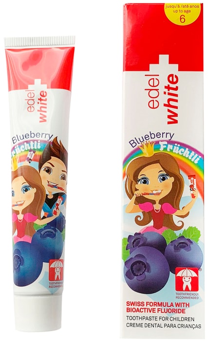 

Детская зубная паста Edel+white со вкусом голубики С первого зубика до 6 лет 63 г