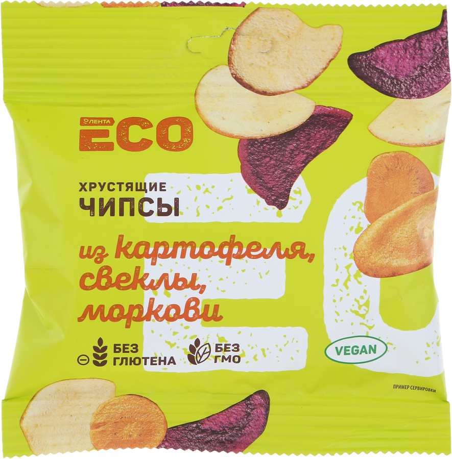 

Чипсы овощные ЛЕНТА ЕСО Хрустящие, из картофеля, свеклы и моркови