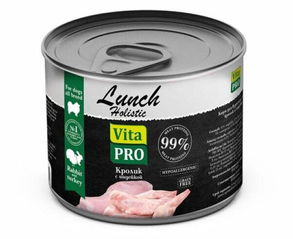 Влажный корм для собак Vita Pro Lunch Holistic кролик с индейкой 240 г
