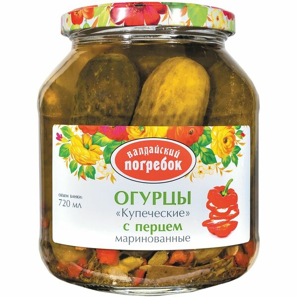 Огурцы Валдайский Погребок Купеческие маринованные, 650г
