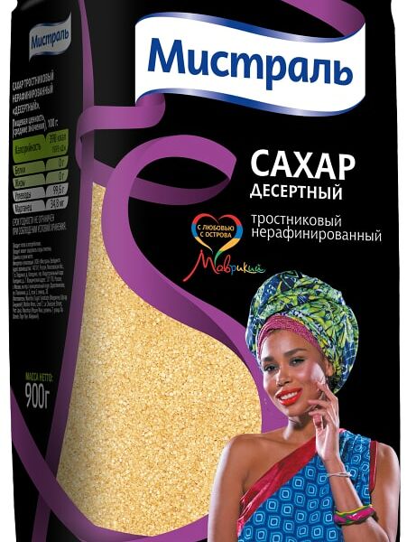 Сахар Мистраль Десертный тростниковый нерафинированный 900г