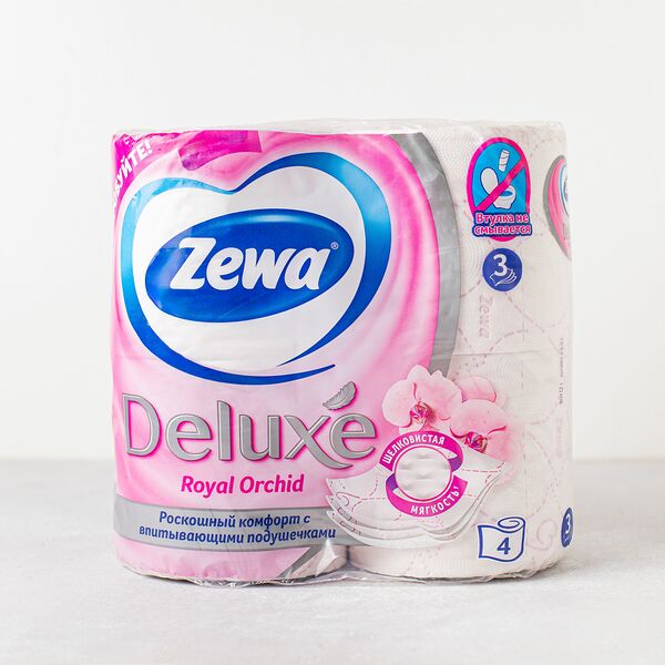 Туалетная бумага Zewa Deluxe Орхидея трёхслойная, 4 рул.