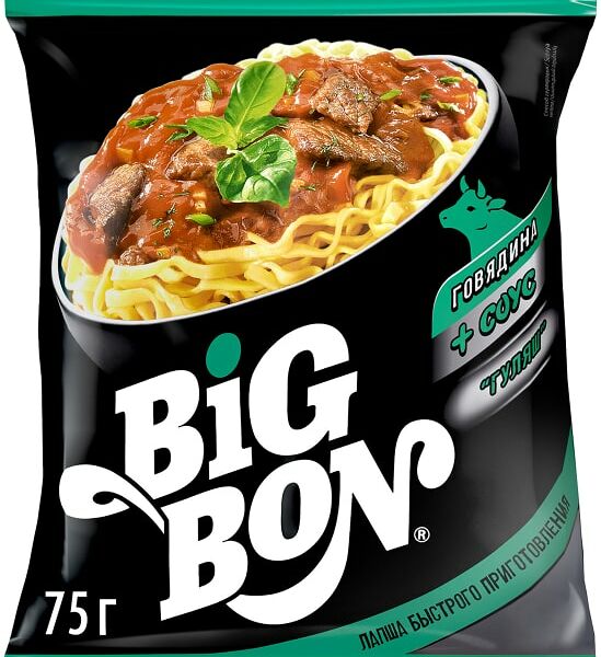 Лапша Big Bon Говядина и соус гуляш 75г