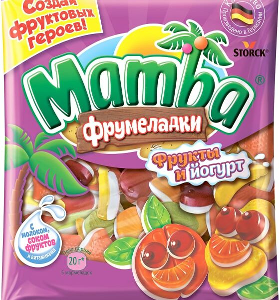Мармелад Mamba жевательный Фрукты и йогурт фрумеладки 72г