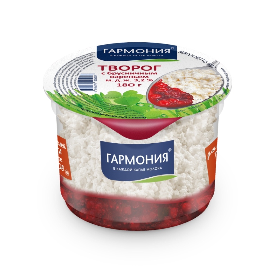 

Творог Гармония с брусничным вареньем 3.2%, Бзмж