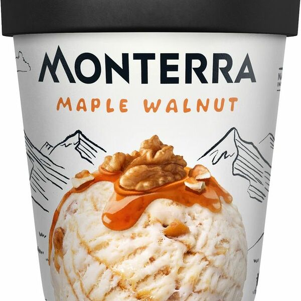 БЗМЖ Мороженое MONTERRA Maple Walnut пломбир с кленовым сиропом и кусочками карамелизованных грецких орехов 12% 298г