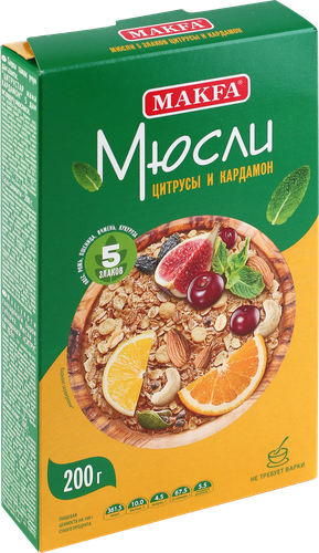 

Мюсли Makfa 5 злаков цитрус/кардамон 200г