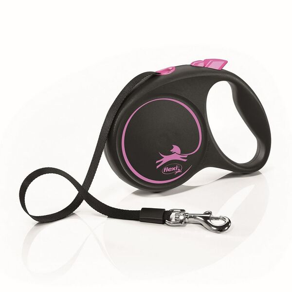 Flexi рулетка Black Design M до 25 кг (5 м лента) Розовый