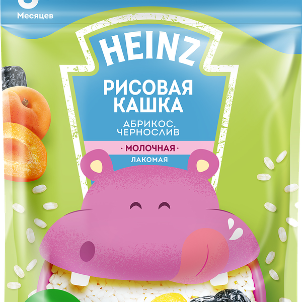 Каша рисовая молочная Лакомая Абрикос, чернослив с 5 месяцев ТМ Heinz (Хайнц)