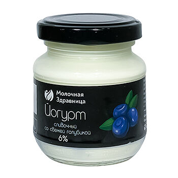 Йогурт сливочный Молочная Здравница со свежей голубикой 6%