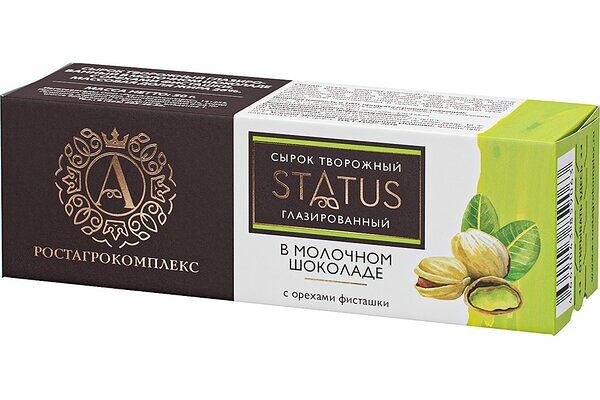 Сырок глазированный «А.РОСТАГРОКОМПЛЕКС» творожный в молочном шоколаде с орехами фисташки 26%