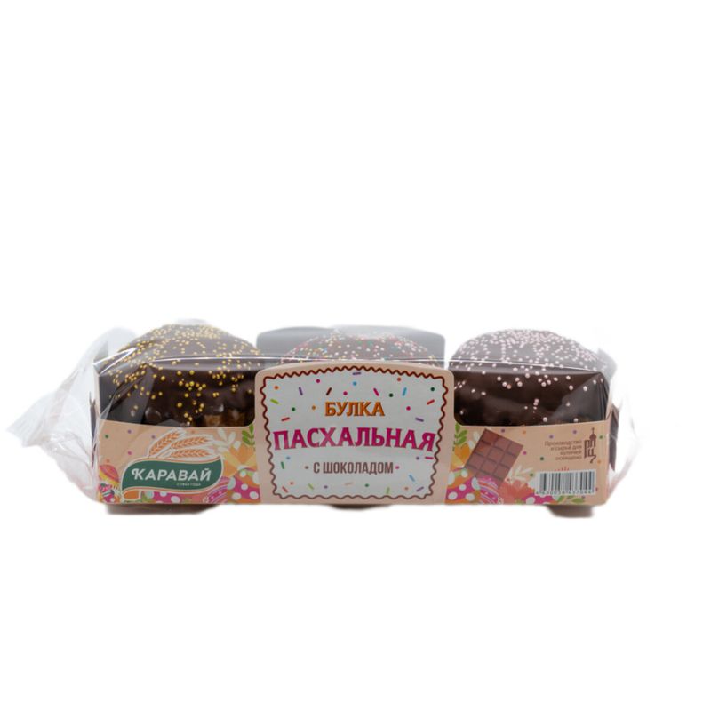 

Булка Пасхальная Каравай с шоколадными каплями набор 3 штуки 195 г