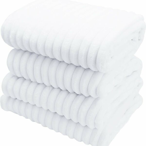 Плед ND HOME велсофт Полоски снежный 200x220 см