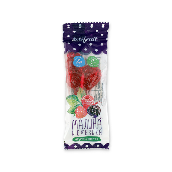 Леденец Actifruit Петушок с цинком и витамином с со вкусом малины и ежевикой 17 г