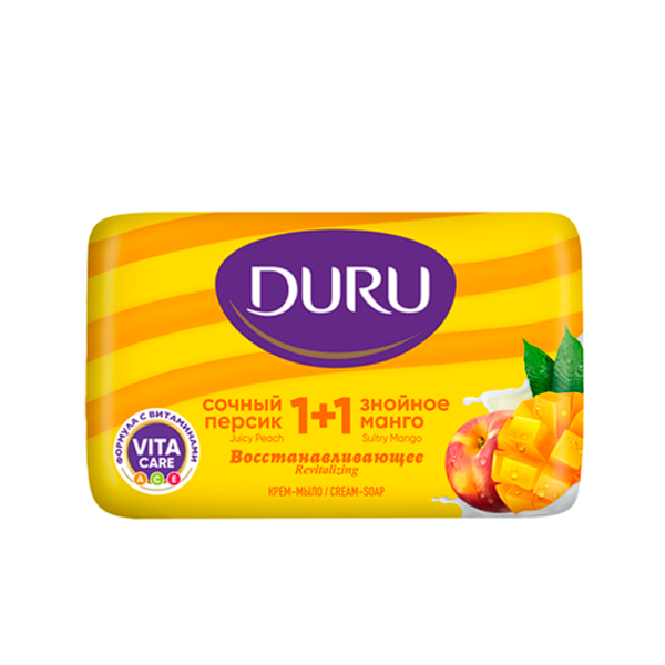 Мыло Duru 1+1 сочный персик и знойное манго, восстанавливающее