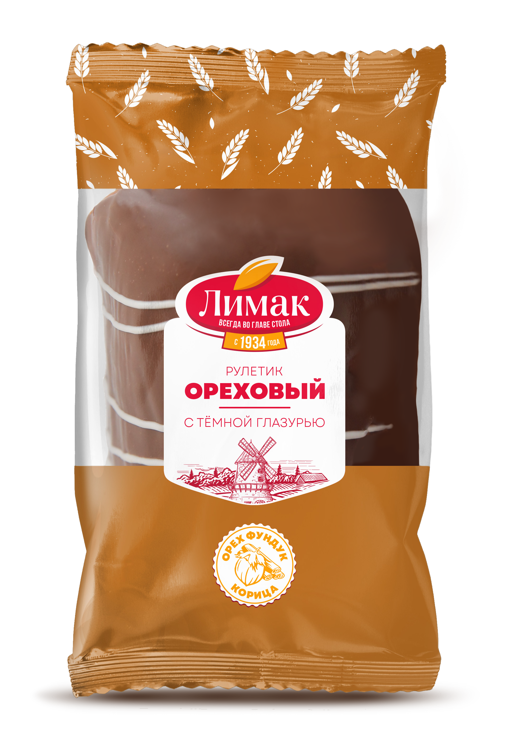 

Рулетик Лимак ореховый с темной глазурью 100 г