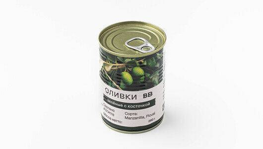 Оливки зеленые с косточкой, ж/б