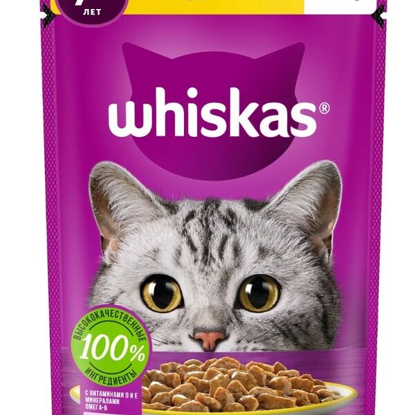 Whiskas пауч для пожилых кошек старше 7 лет (рагу) Курица