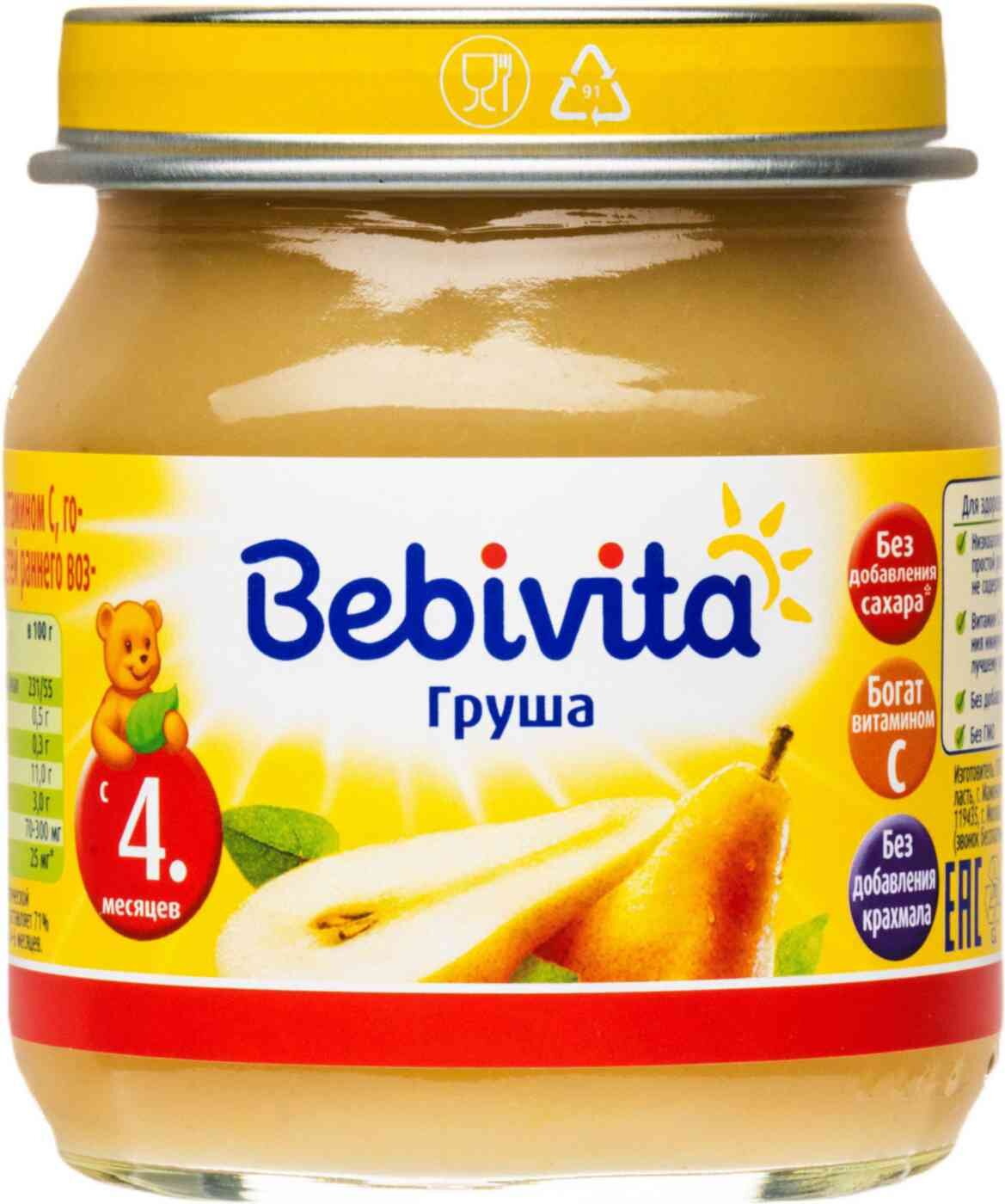 

Пюре фруктовое Bebivita груша с 4 месяцев 100 г