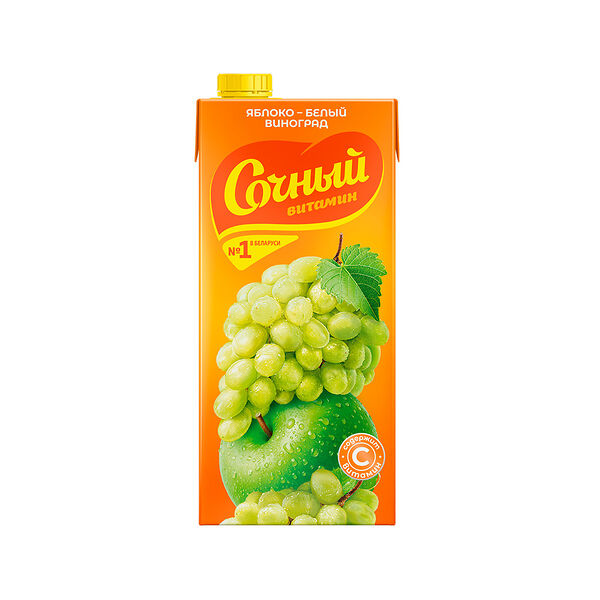 Напиток Сочный витамин яблочно-виноградный из белых сортов винограда сокосодерж. осветл 0.95л.