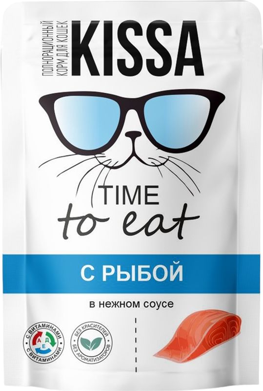 

Корм влажный Kissa с рыбой в соусе для кошек 75 г