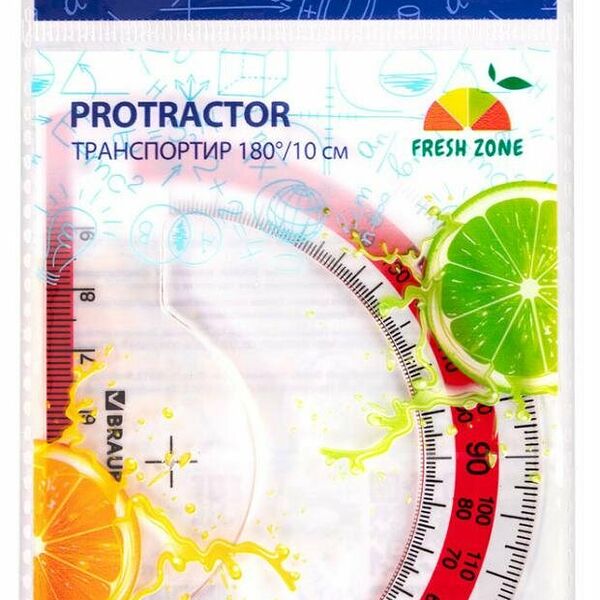Транспортир BRAUBERG Fresh zone 180, 10 см