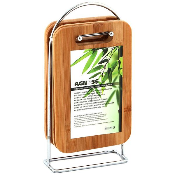 Набор досок Agness, 5 предметов, 23 х 15 х 1 см, бамбук