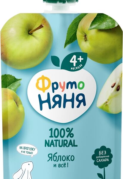 Пюре ФрутоНяня яблочное натуральное с 4 месяцев 90г