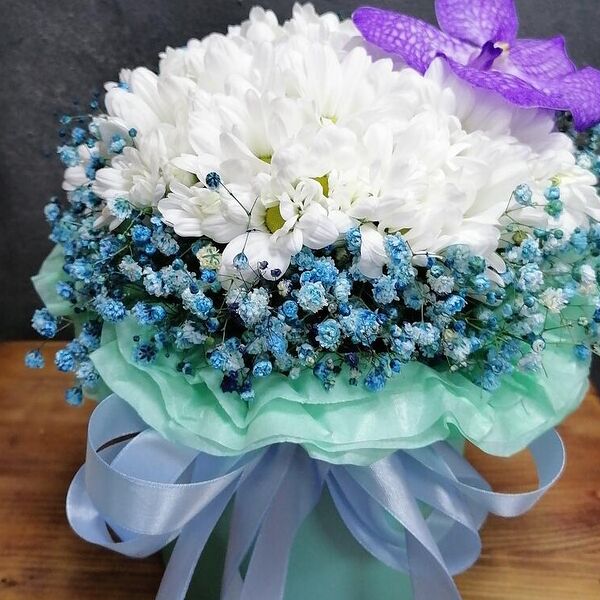 Хризантема с гипсофилой