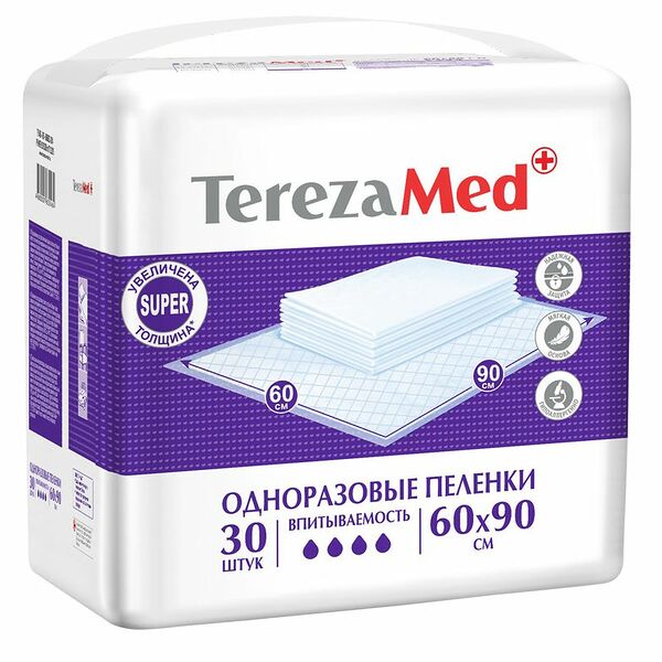 Пеленки TerezaMed Super одноразовые 60 х 90 см 30 шт