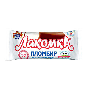 Мороженое Лакомка пломбир ванильный в шоколадной глазури, батончик (Русский Холодъ)