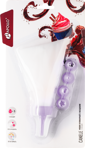 

Мешок кулинарный APOLLO Canele, 5 насадок, полиэтилен, пищевой пластик Арт. CNL-01-L