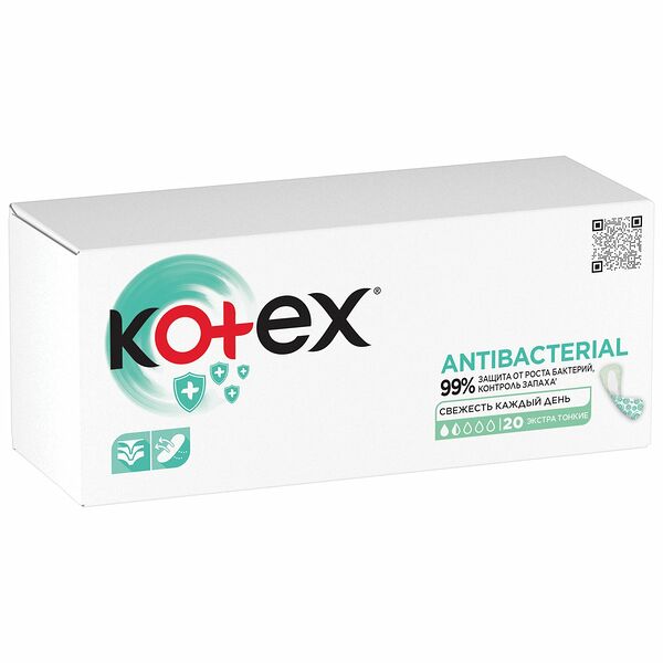  Kotex Antibacterial Прокладки ежедневные Экстра тонкие, 20 шт.