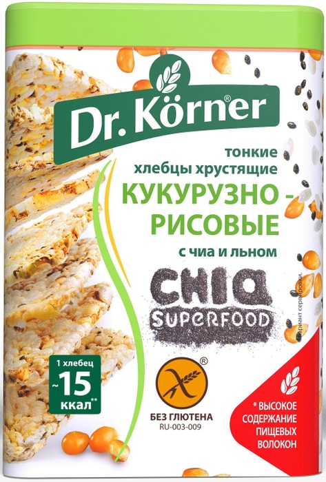 

Хлебцы кукурузно-рисовые Dr. Korner с чиа и льном 100 г