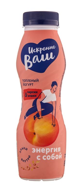 

Йогурт питьевой топлёный Искренне Ваш Персик и злаки 3.5% 280 г