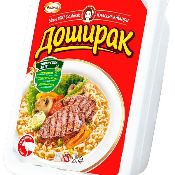 Лапша Доширак быстрого приготовления со вкусом говядины, 90 г
